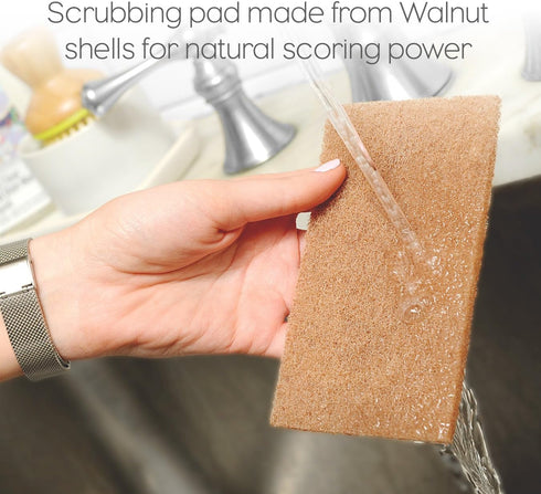 Full Circle Neat Nut Walnut Shell Scouring Pads, Non-Scratch, Set of 3 (Pack of 6)