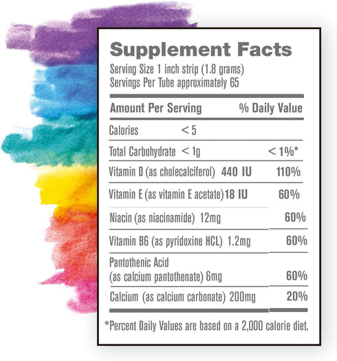 Kids Toothpaste with Daily Multivitamins B3, B5, B6, D, E, Xylitol, Calcium, Fluoride Free, 4.1oz, Bubble Gum