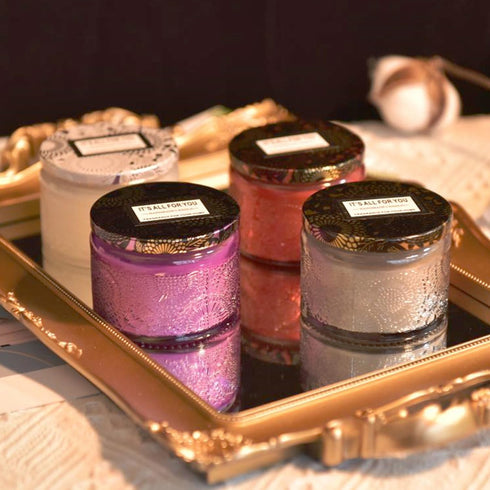 T-shin Jar,230G Embosse Scented Candle Glass in Perfume Floral Soy Wax Aroma Candle for Wedding Anniversaries Birthday