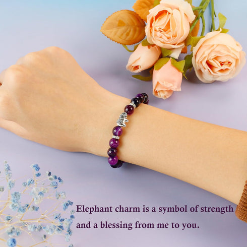 Package SmileBelle Get Well Gifts for Women After Surgery, Healing Bracelets as Inspirational Gifts Amethyst Bracelet