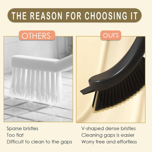 Hard Bristle Crevice Cleaning Brush, Long Handle Multifunctional Gap Cleaning Tool for Bathroom and Kitchen