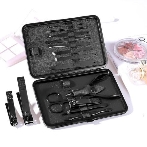 Manicure Pedicure Kit, 5 Pieces Nail Clippers Set for Fingernails & Toenails with Travel Case for Men & Women