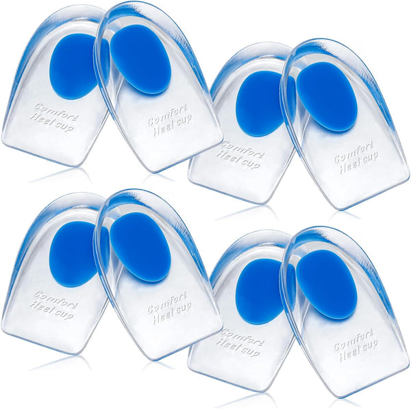 8 Pack Gel Heel Cushions - Heel Inserts for Pain Relief, Gel Cups for Plantar Fasciitis & Sore Heels