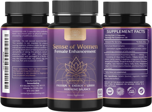 senseOfeeling 60 Sense of Women Natural Female Enhancement Pills | Female Libido Booster for Women to Increase Mood