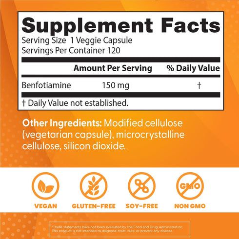 Doctors BEST Benfotiamine 150, 120 Veggie Caps, Supports Glycemic Balance, Non-GMO, Vegan