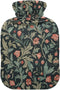 YNNALE Retro Sage Green Red Floral Hot Water Bottle with Cover, 2Liter Soft