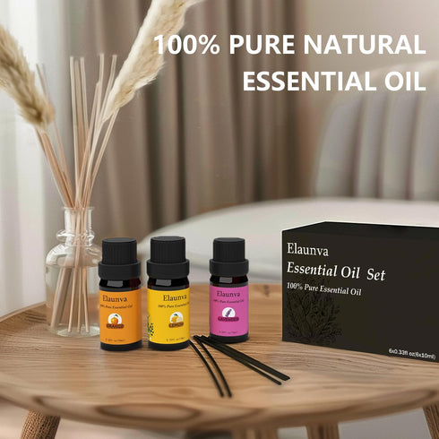 Set 6 (6 10mL) Essential Oils Aromatherapy - Oils for Diffusers, Home Care, Candle Making Scents, Fragrance