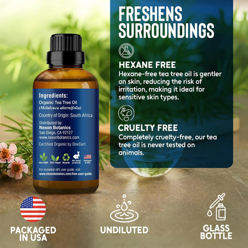 Organic Tea Tree Oil 30 ml, Pure Natural Oils for Aromatherapy, DIY, Candle and Soap Making