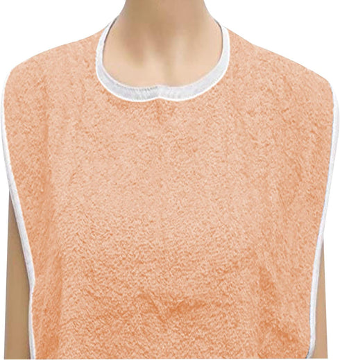 Nobles Health Care Products Pack 6 of Terry Adult Bib with hook and loop Closure (Peach)