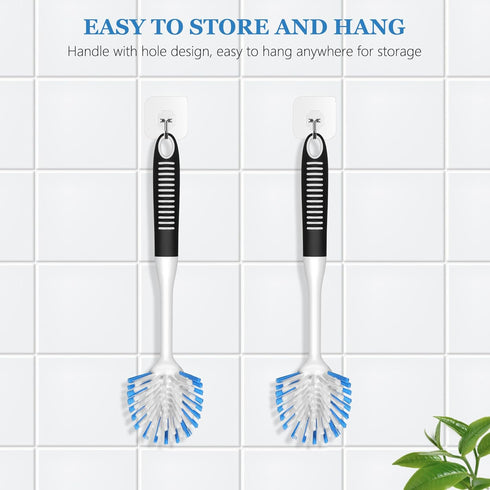 SetSail Dish Brush with Handle, 2 Pack Stiff Bristles Dish Scrubber for Cleaning Dishes, Pots, and Pans