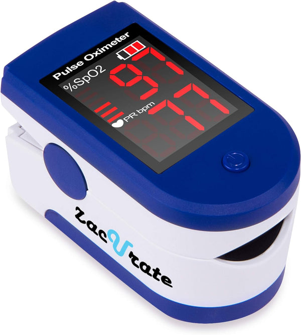 Zacurate Fingertip Pulse Oximeter - Blood Oxygen Saturation Monitor with Batteries and Lanyard (Sapphire Blue)