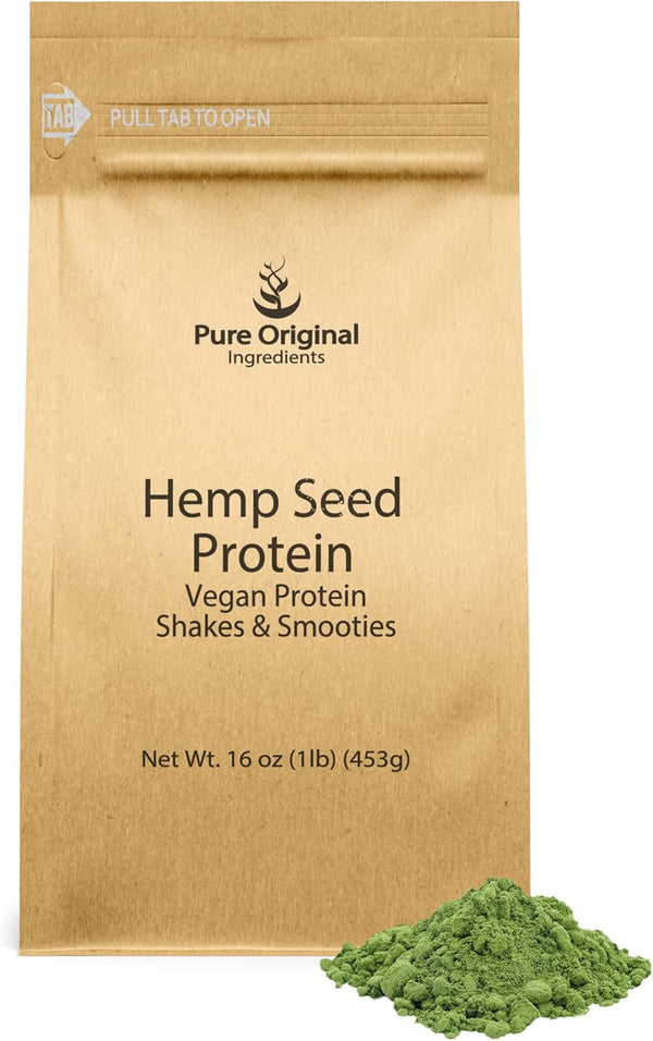 PURE ORIGINAL INGREDIENTS Vegan Hemp Seed Protein Powder, 1 lb, Smoothies & Shakes, Nutty Flavor, Smooth Texture
