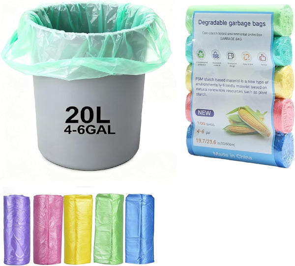 QIXINNET Small Trash Bags 4-6 Gallon, 100 Count - Extra Strong & Leak-Proof,