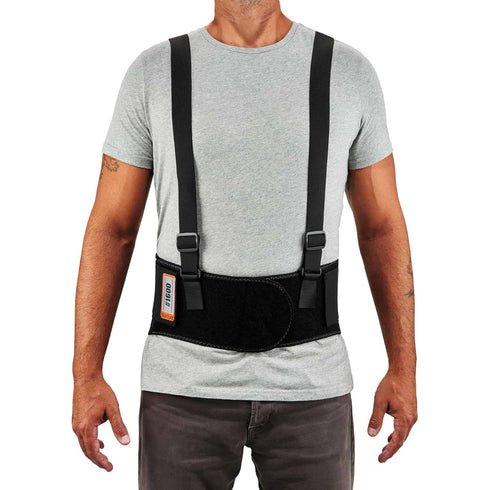 Ergodyne ProFlex 1600 Back Support Brace, 9" Extended Support, High Cut Front For Mobility, Small,Black