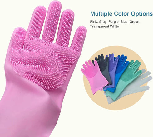 Angel Wings Magic Dish Washing Gloves, Silicone Reusable Cleaning Gloves with Scrubber for Household Use