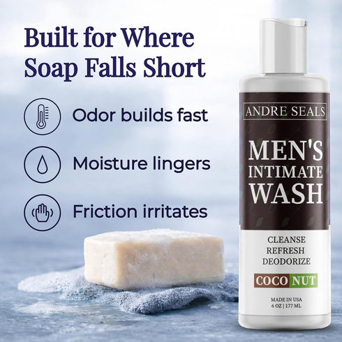 Intimate Wash for Men pH-Balanced Male Hygiene Cleanser, Refreshing Rich Lather | Coconut Lime Scent