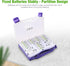 EBL Purple Super Power Battery Box, Includes 12 AA Batteries, 8 AAA Batteries, 2pcs C/D Adapters