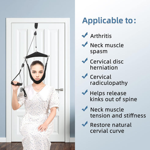 Upgraded Neck Stretcher Cervical Neck Traction Device, Portable Over The Door Device for Neck Pain Relief and Physical