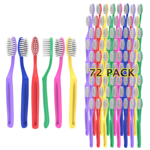 Kids Disposable Prepasted Toothbrush Pack of 72, Soft Bristle Individually Wrapped for Toddlers Girls and Boys 3-8 Years