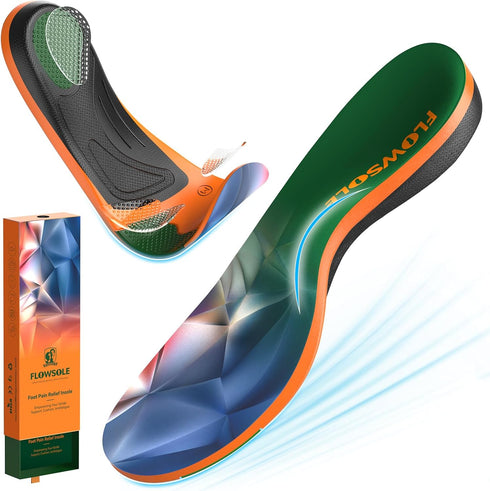 Flat Feet Arch Support Insoles - Extra Comfort Gel Cushion Metatarsal Pad - Pain Relief for Standing & Walking -