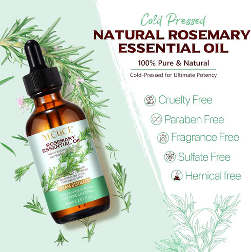 Pure Rosemary Essential Oil 2.02 Fl Oz - Undiluted for Hair Growth, Skin Care & Aromatherapy
