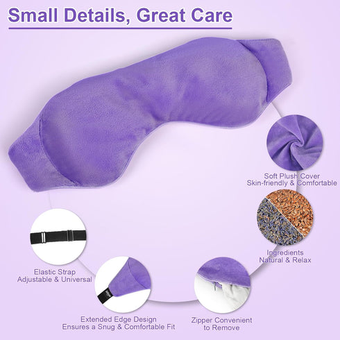 Weighted Eye Mask for Sleeping, Soft Heated Compress with Lavender & Flaxseeds, Reusable Sleep Mask