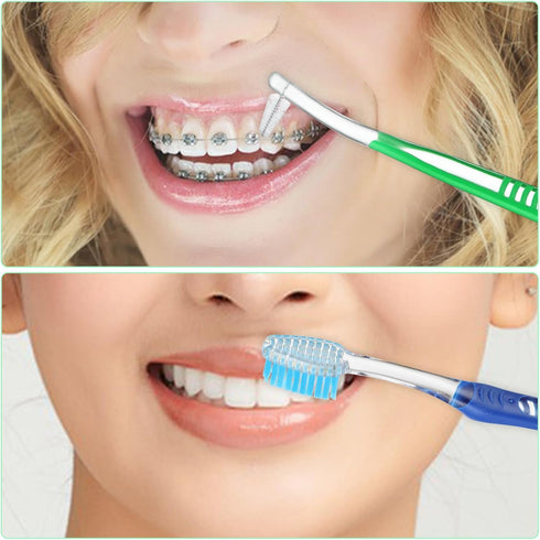 4 Pack Braces Brushes for Teeth, Orthodontic Toothbrush with Interproximal Head, Double Ended Soft Bristles