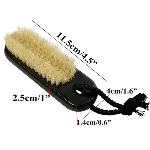 Wooden Nail Brush Cleaner Black X 1 in 100% Natural Boar Bristle for Cleaning Hand Finger Foot Toe, Fingernail Toenail Scrub Brush for Men Women Kids Manicure Pedicure Care (with Rope)