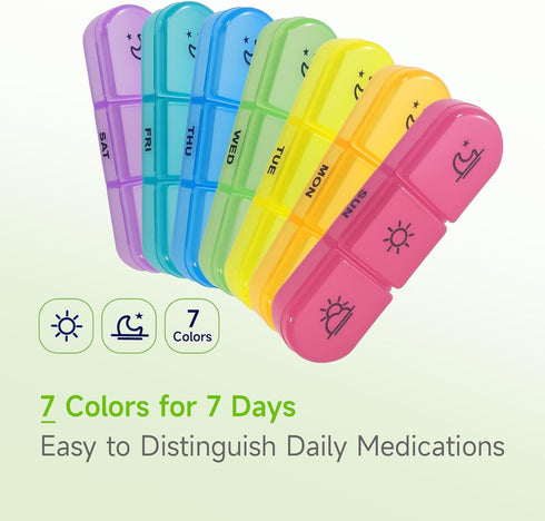 Zoiydals 3 7 Weekly Pill Organizer Times a Day Day Medicine Pill Organizer and Travel Pill Box with Large Openings