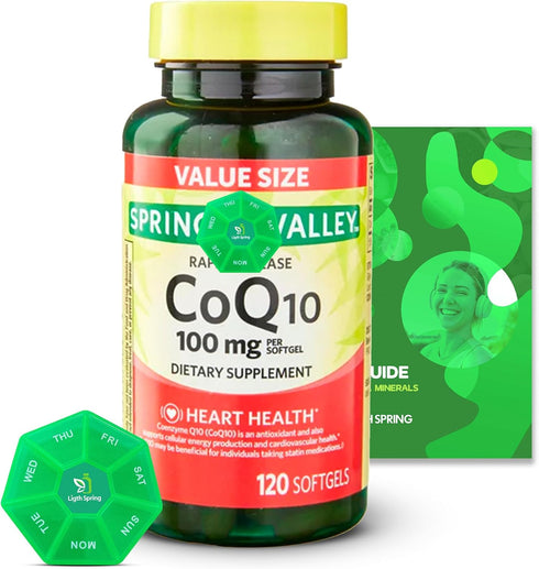 Rapid-Release CoQ10 100 mg, 120 Softgels with Exclusive Vitamins & Minerals Bundle, A to Z Guide + Pill Organizer
