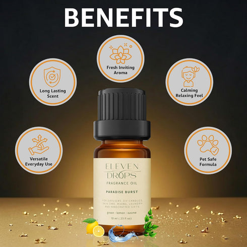 Ozone 10 ml Paradise Burst Fragrance Oil | Green, Lemon & Notes | Long Lasting Scent Reed Diffuser Oil for Home
