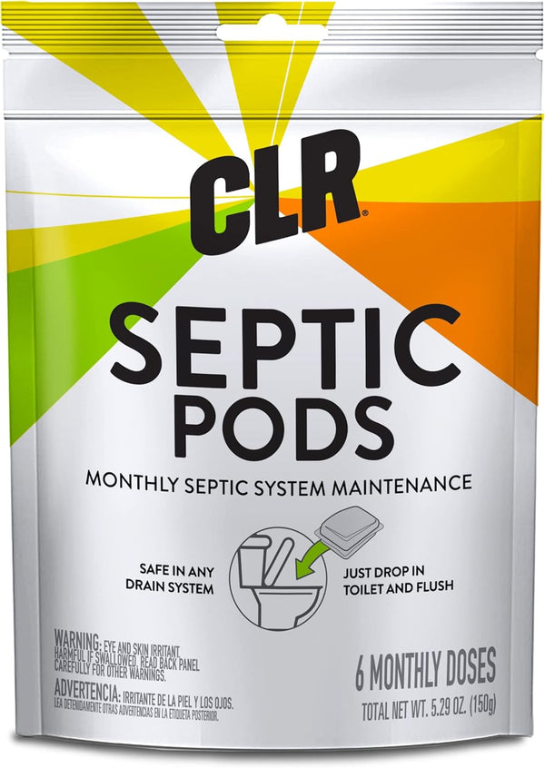 CLR Septic System Treatment Pods, Dissolvable and Easy to Flush, Biobased Ingredients, 6 Month Supply