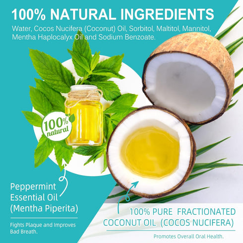 SDJUFEI 20Pcs, Coconut Pulling Oil, Oil Pulling Travel Sachets Mint Oil Pulling Mouthwash for Teeth Travel Sizes