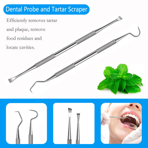 Professional Dental Pick Tools Kit for Teeth Cleaning, Personal Use, Pets Oral Care Set with Dental Mirror & Tartar