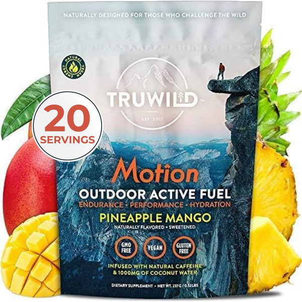 TruWild All Natural Pre Workout Powder Drink Mix - 20 Servings Pineapple Mango for Men & Women, No Jitters