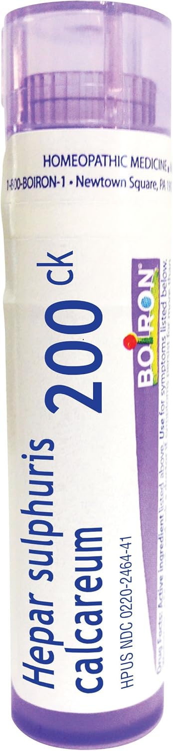 Boiron Hepar Sulphuris Calcareum 200CK, 80 Pellets - Homeopathic Cough Medicine