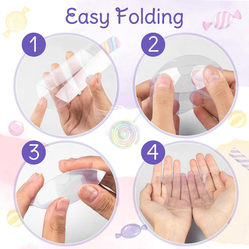 ISKYBOB 50 Pack Clear Plastic Pillow Boxes for Favors, Mini Gift Boxes for Candy Treats, 4x2