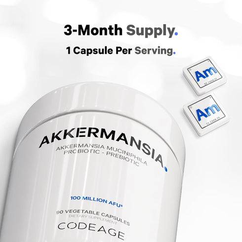 Codeage Akkermansia Muciniphila Probiotic Supplement - 90 Capsules, 3-Month Supply, 100 Million AFUs, Chicory Inulin