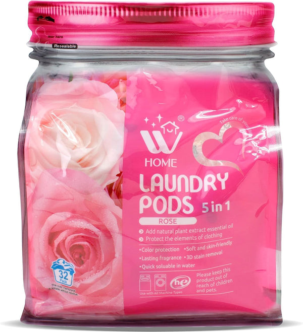 5-in-1 Laundry Pods, 32 Count Bag, High Efficiency (HE), Ultra Concentrate with Stain Lifter Technology