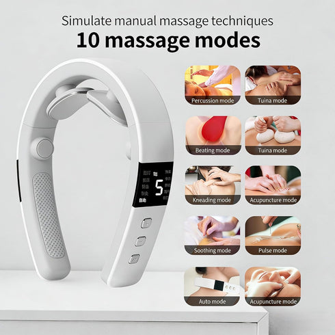 lewomo Smart Heated Neck Massager, Wireless Mini Electric Cervical Massage Device for Neck Pain Relief & Muscle