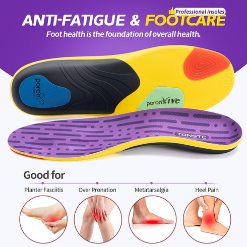 TANSTC Insoles for Women, Plantar Fasciitis Arch Support Shoe Insoles for Men, Pain Relief Professional Sport Insoles