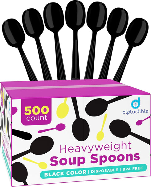Heavy Duty Plastic Spoons - Disposable Soup Spoons - Plastic Cutlery for Parties, Pack of 500
