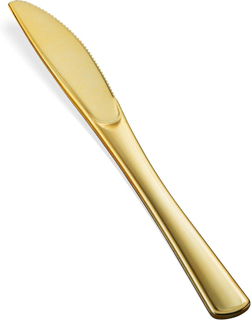 200 Gold Plastic Silverware Set, Heavy Duty Disposable Cutlery - 100 Forks, 50 Spoons, 50 Knives for Party Bulk
