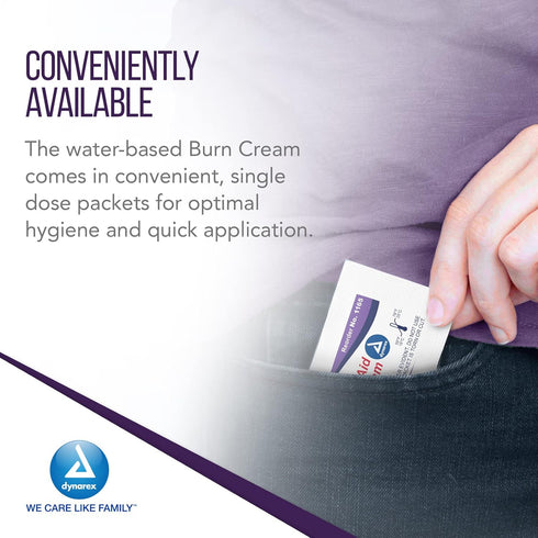 Dynarex First Aid Burn Cream, Water-Based Ointment for Minor Cuts, Wounds, Burns, Box of 144