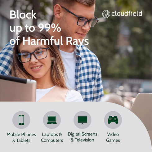 Anti Blue Light Glasses, cloudfield, for Men & Women, Non Prescription for Computer, Ease Digital Eye Strain