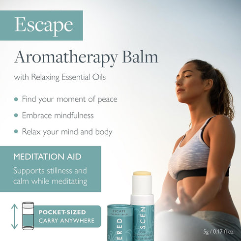 Scentered Aromatherapy Balm Stick - Escape, Natural Calm Essential Oil Roll On for Relaxation & Self-Care