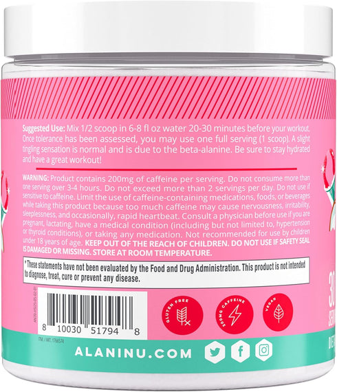 Alani Nu Pre Workout Powder Hawaiian Shaved Ice, Sugar Free Energy Boost Supplement with 200mg Caffeine