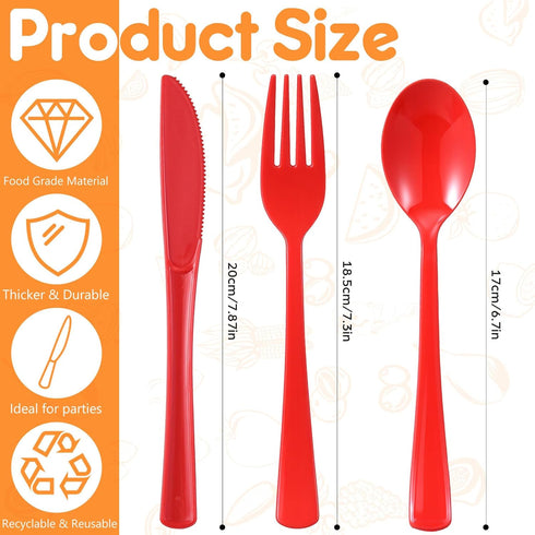 wlilupah 240 Set 80 80 80 Disposable Plastic Cutlery Forks and Spoons and Knifes for Home Office School Party Picnics