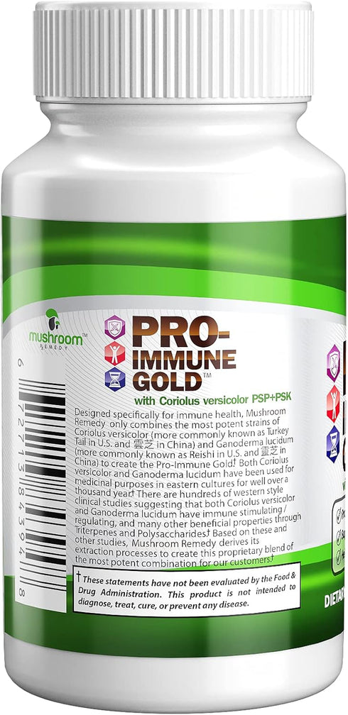 PRO-Immune Gold, Best Immune Support, Clinically Studied Mushroom Extract, Antioxidant Supplement, 60 Tablets
