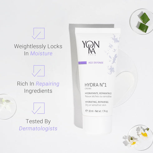 Yon-Ka Daily Reparative Moisturizer, Hydra No. 1 Creme, Anti-Aging Skincare with Hyaluronic Acid, Vitamins A, C & E,